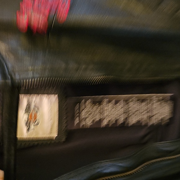 Harley Davidson Black Quilted Leather Jacket with Red Accents 2 Piece - Picture 10 of 12